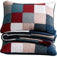 thumbnail image 7 of Chezmoi Collection 3-Piece Cotton Patchwork Quilt Set, Solid Polka Dot Striped Lightweight Reversible Bedspread Set, Queen Size, 7 of 7