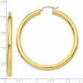 thumbnail image 5 of 10K Yellow Gold Polished 4mm Tube Hoop Earrings (42 X 50.73) Made In Peru 10t952, 5 of 6