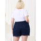 thumbnail image 5 of Women's Plus Size Denim Shorts Raw Hem Casual Shorts Dark Blue 1X, 5 of 6