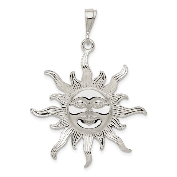 Diamond2Deal 925 Sterling Silver Sun Pendant for Men (L- 1.11 inch, W- 0.87 inch)