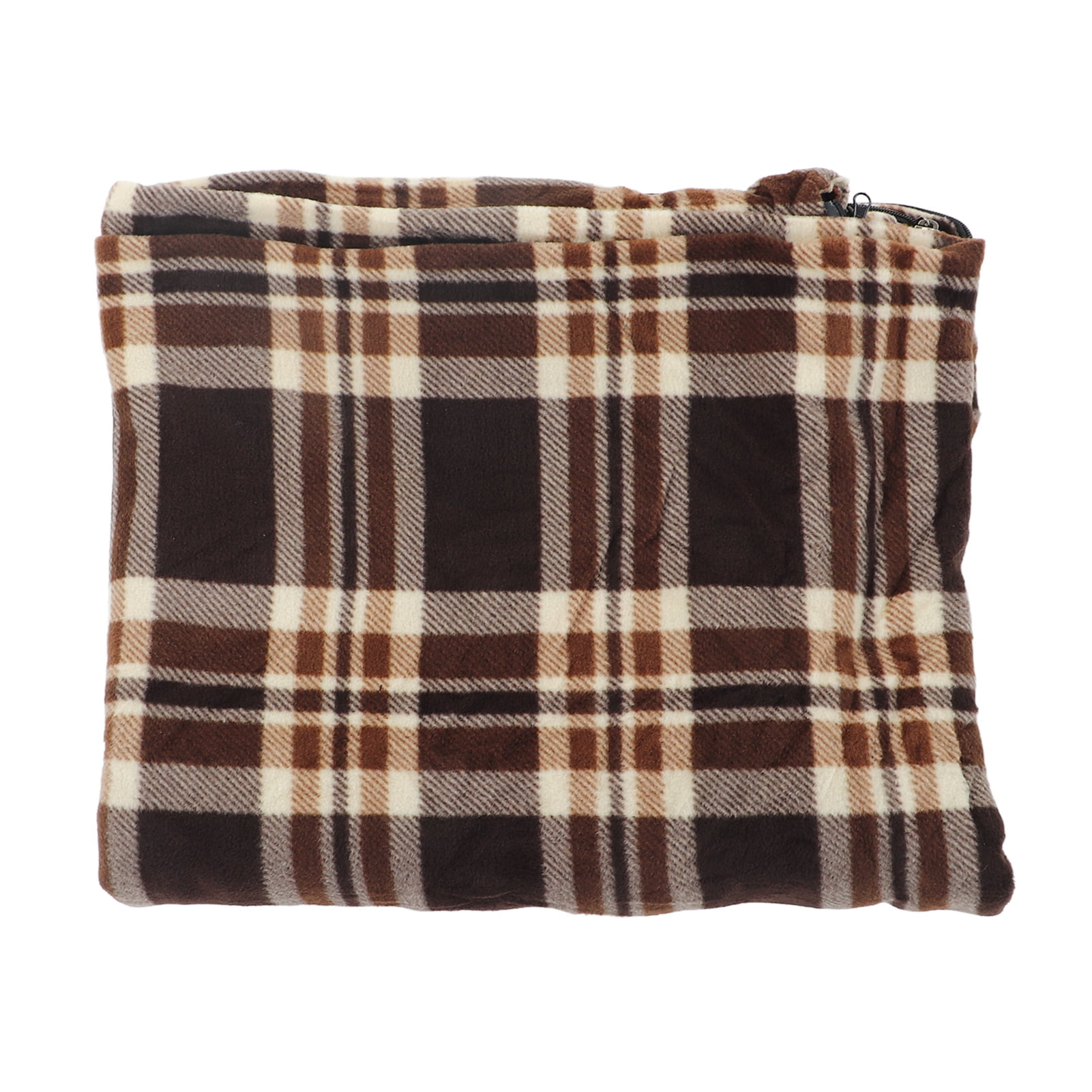 YAHHU Adult Fleece Sleeping Bag Portable Warm Lightweight Liner for Outdoor Camping Hiking Climbing Backpacking and Travel - Coffee Grid (70.8 in x 29.5 in)
