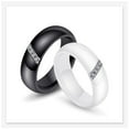 thumbnail image 4 of Anillo de circón con incrustaciones Qarigey cerámica Blanco y negro, 4 of 6