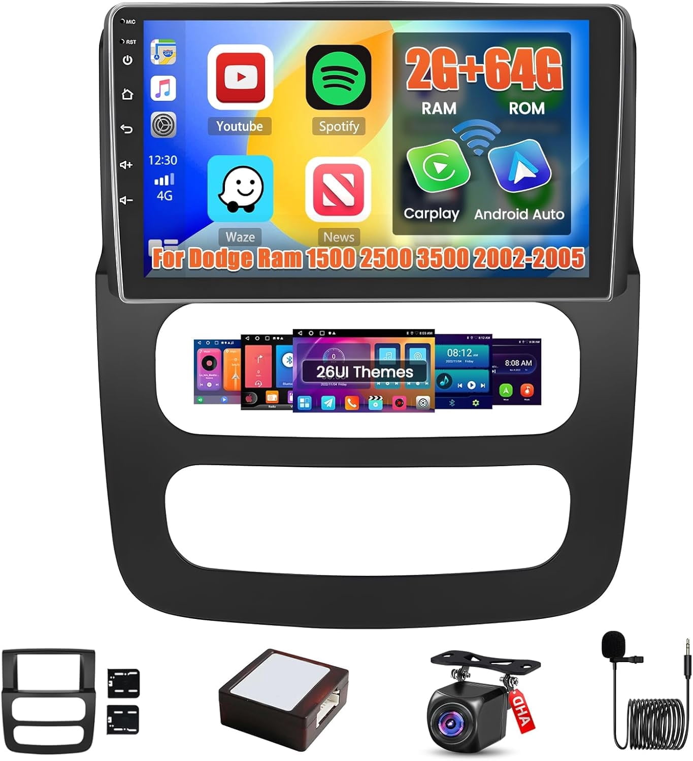 Android 13 Car Radio For Jeep Wrangler JK, Compass, Grand Cherokee & Dodge Ram – 10.1" Touchscreen, Wireless CarPlay, Android Auto, GPS, Backup Camera
