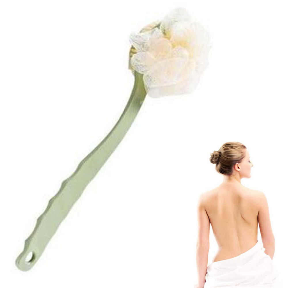 Body Back Shower Brush with Bristles and Loofah for Exfoliating Skin