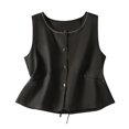 thumbnail image 2 of mfyjkho Camisetas Sin Mangas Para Hombre, Camisola De Mujer De Imitación De Lino Y Botones Con Cuello Redondo Plisado Sin Mangas Tops Para Mujer Xl, 2 of 9
