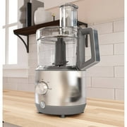 GE 550-Watt 12-Cup Food Processor with Accessories and Stainless Steel Blades, Stainless Steel