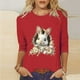 thumbnail image 1 of Xuyuer Ladies' Easter Print Round Neck Three Quarter Sleeve 3/4 Sleeve T-shirt Loose Tops Casual Loose Fit Crewneck T Shirts Tunic Tops, 1 of 5