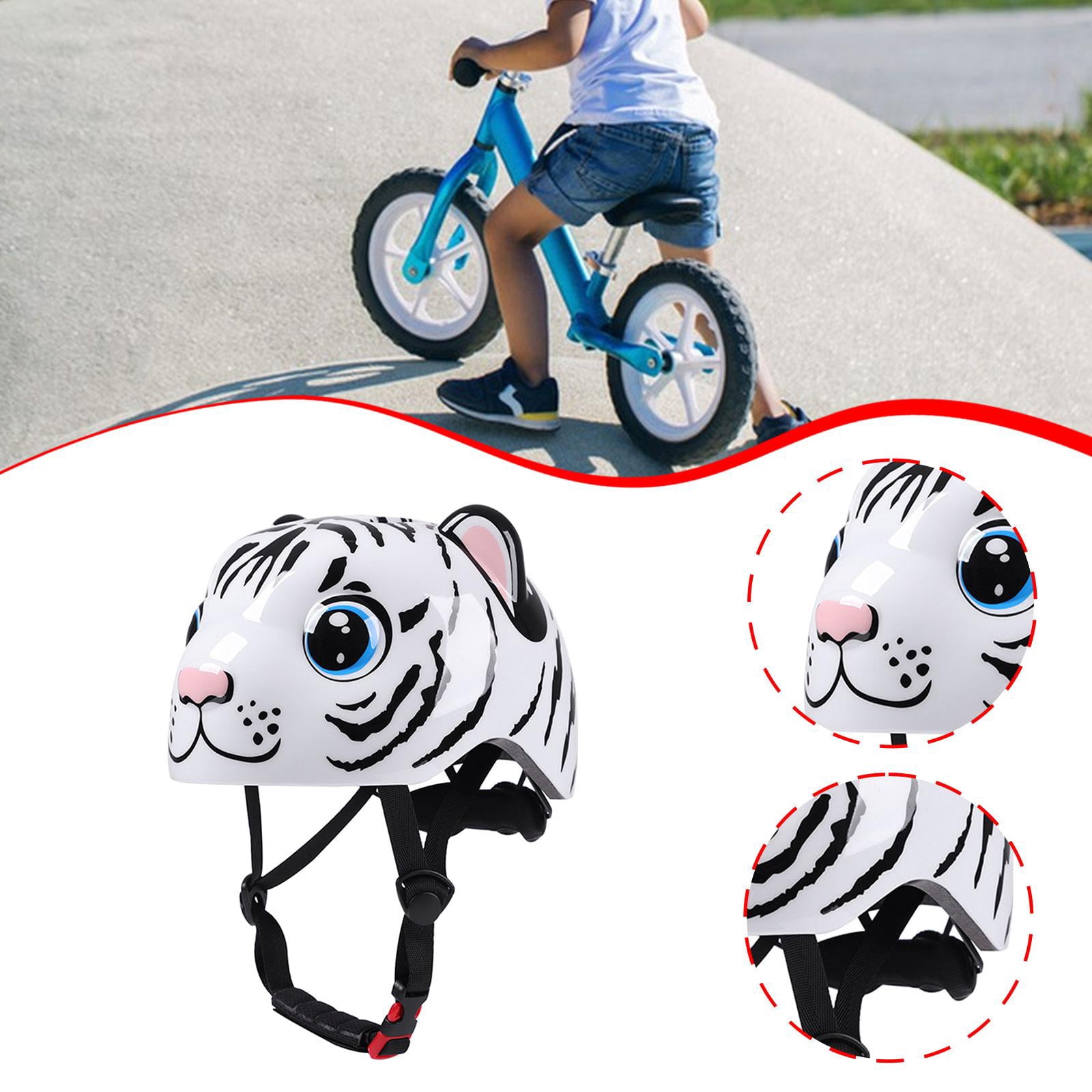 harayaa Bicycle Helmet, Lightweight, Shockproof, Cartoon Design, Breathable, for Skating White Tiger