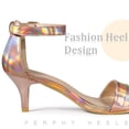 thumbnail image 2 of BLISSFUL STEP Women's Shoes Kitten Heel Ankle Strap Open Toe Sandals Rose Gold 9, 2 of 6