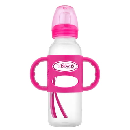 Dr. Brownâs Sippy Spout Baby Bottle with 100% Silicone Handle, 8 Ounce,