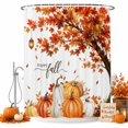 thumbnail image 2 of Happy Fall Shower Curtains for Bathroom, Maple Tree Orange Pumpkins Thanksgiving Waterproof Fabric Shower Curtain, Decorative Bathroom Curtain for Bathtub, 72"x72", No Hooks Included, 2 of 9