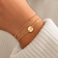 thumbnail image 2 of Gold Initial Bracelets for Women Girls - Dainty 16K Gold Plated Layered Beaded Letter Initial Bracelet Personalized Disc Monogram Bracelet Gold Bracelets for Women Teen Girl Gifts Trendy Stuff, 2 of 2