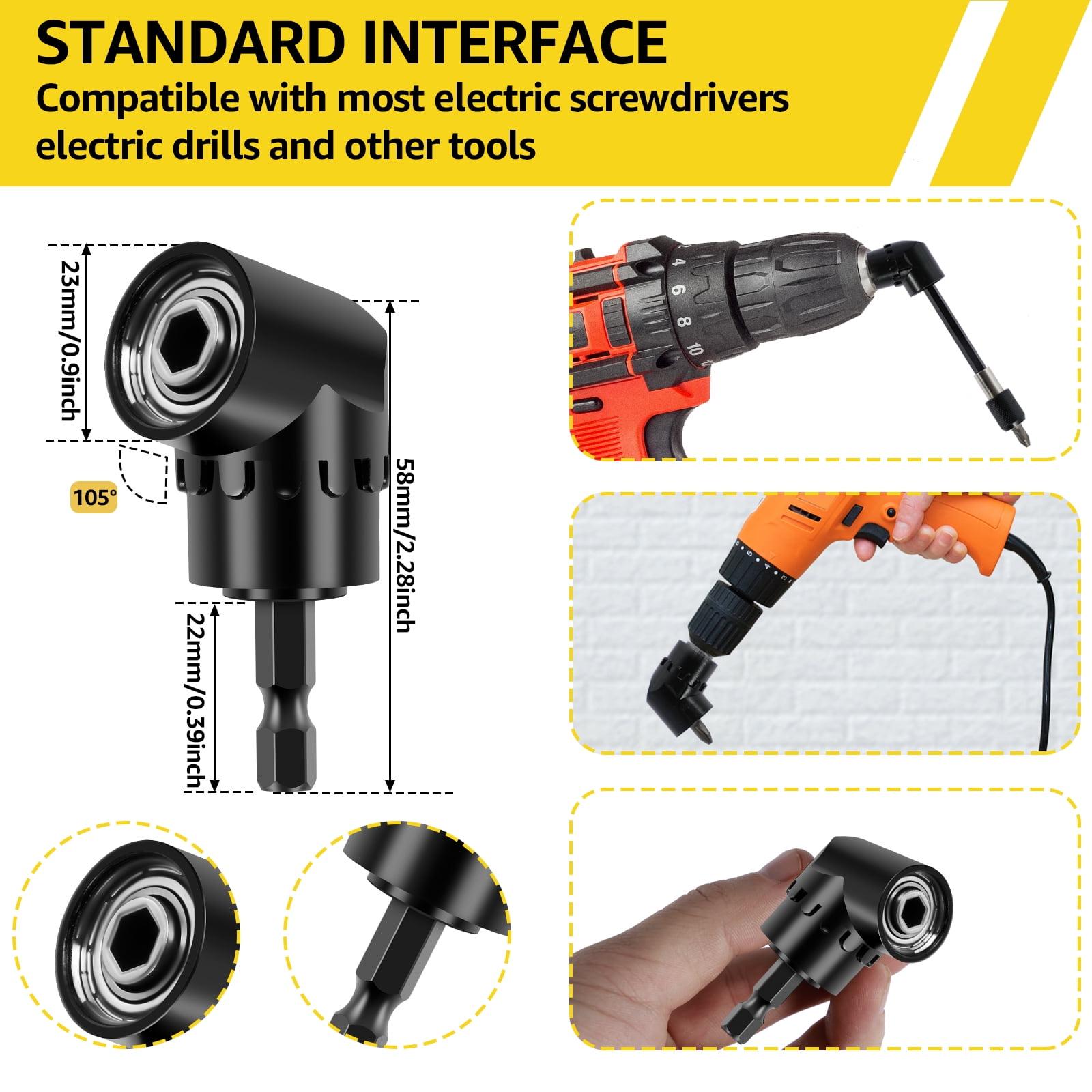 TMWEFUSC 30Pcs Flexible Drill Bit Extension Kit Quick Release Soft Shaft Screwdriver Kit with 105° Right Angle Drill Attachment 360° Rotatable Socket Adapter Extension Rod and 10 Bits