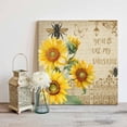 thumbnail image 4 of YOU ARE MY SUNSHINE Framed Canvas Wall Art, Retro Sunflowers Floral Bee Brown Fence Wall Art Painting for Living Room Bedroom Home Decor, 8”x8”, Office Artwork Print, 4 of 9
