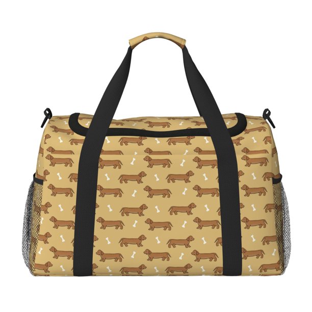 Disketp Dachshund Dog Puppy Bolsa de Viaje Tipo Duffle, Bolso de Mano para Fin de Semana para Mujer, Bolsa de Gimnasio Ligera para Hombre, Esencial para Viajes