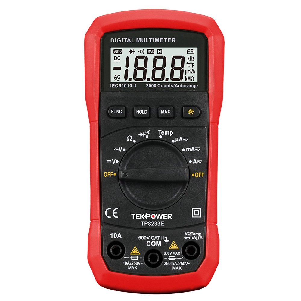 TekPower TP8233E Digital Multimeter AC DC Voltage Current Temperture Resistance Tester Ohmmeter