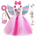 thumbnail image 2 of Vestido de tutú de caramelo de helado para niñas con lazo de pelo rosa para fiesta de cumpleaños de niña vestido de princesa de tul de boda vestido de carnaval para niños 2-3Y Gao Jinjia LED, 2 of 2