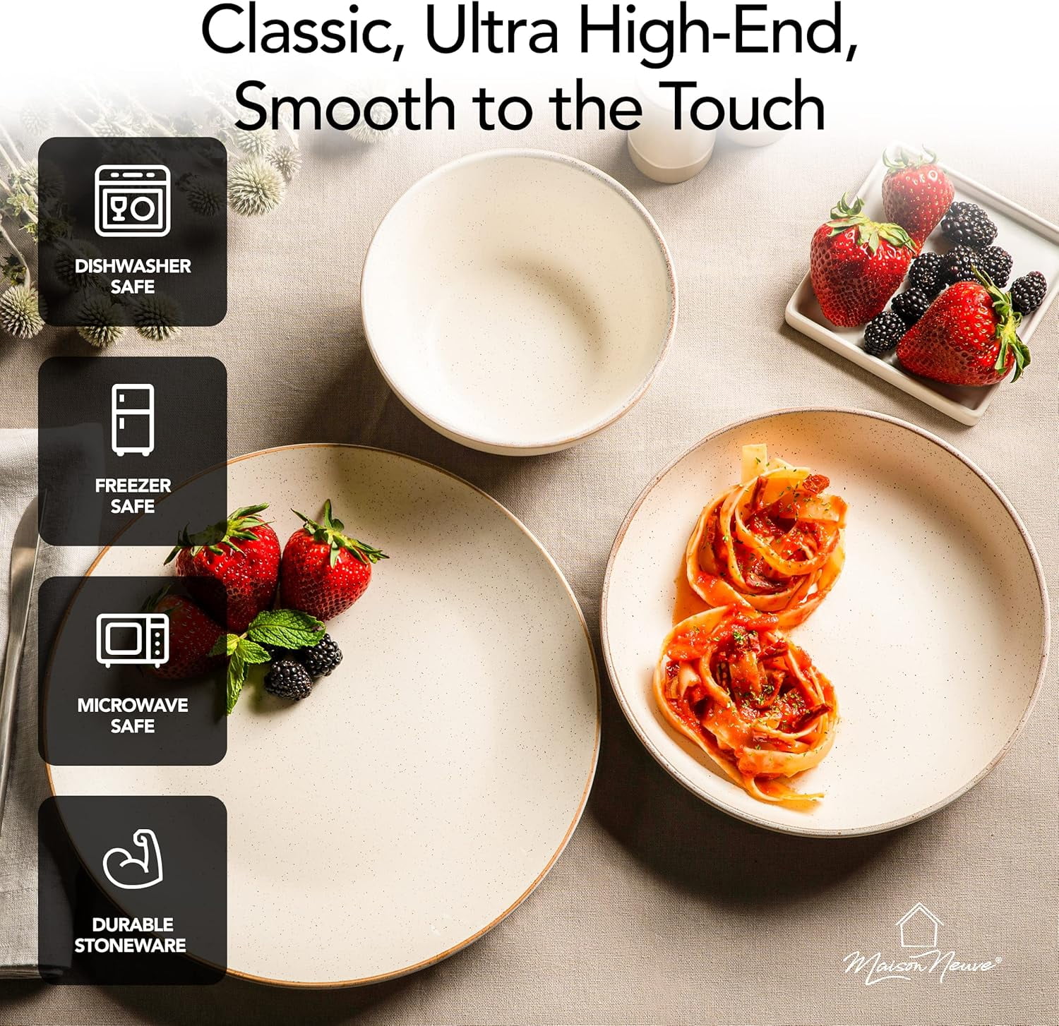 Maison Neuve Riverside 12-Piece Dinnerware Set for 4, Hand Crafted