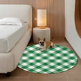 thumbnail image 3 of 3ft Washable Round Rug, Pastoral Style Non-Slip Circle Area Rug for Bedroom Bedside, Deep Green Lattice Soft Indoor Floor Mat for Home Decor, 3 of 9