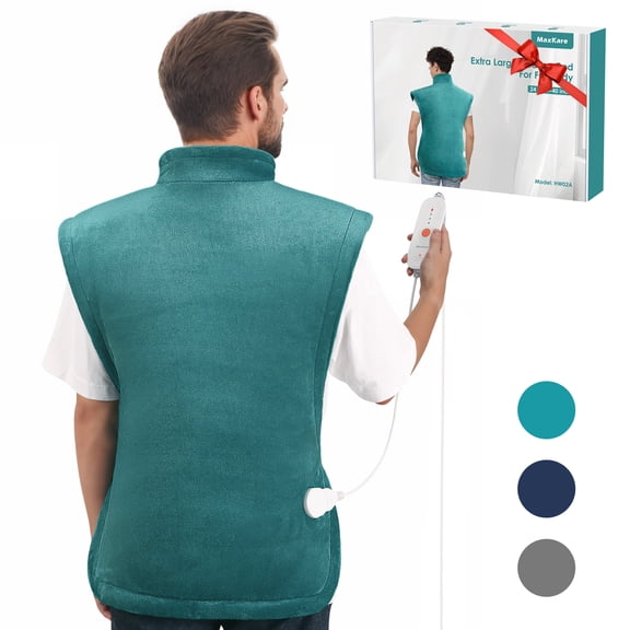 MaxKare Extra Large Flannel Heating Pad with 4 Heat Settings & Auto Shutoff for Full Body Stress Relief, Green, One Size (24"x40")