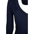 thumbnail image 4 of Bon Rosy, Women's, 3/4 Sleeve V-Neck Solid Maxi Wrap Dress, Navy, M, 4 of 5