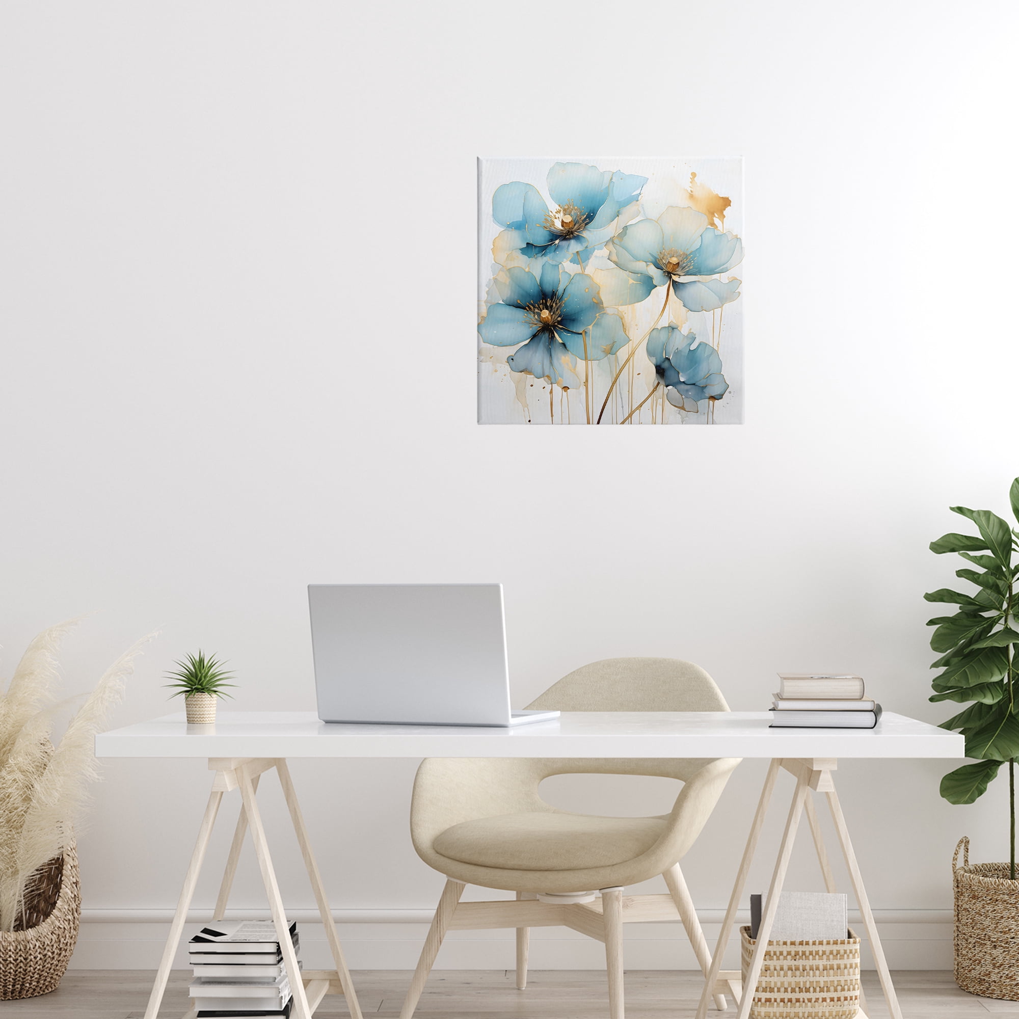 Stupell Industries Sapphire and Gold Florals Canvas Wall Art, design by Creative Studio