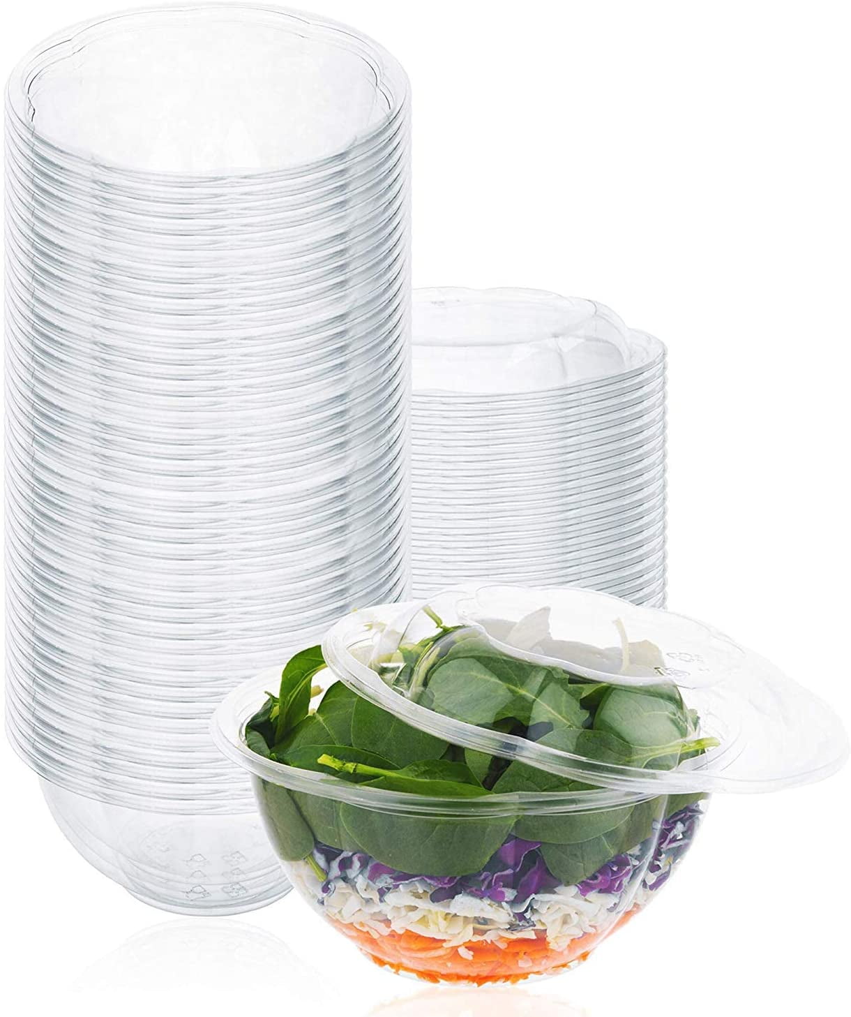 Stock Your Home Disposable Plastic Salad Bowls with Lid (50 Count) 32