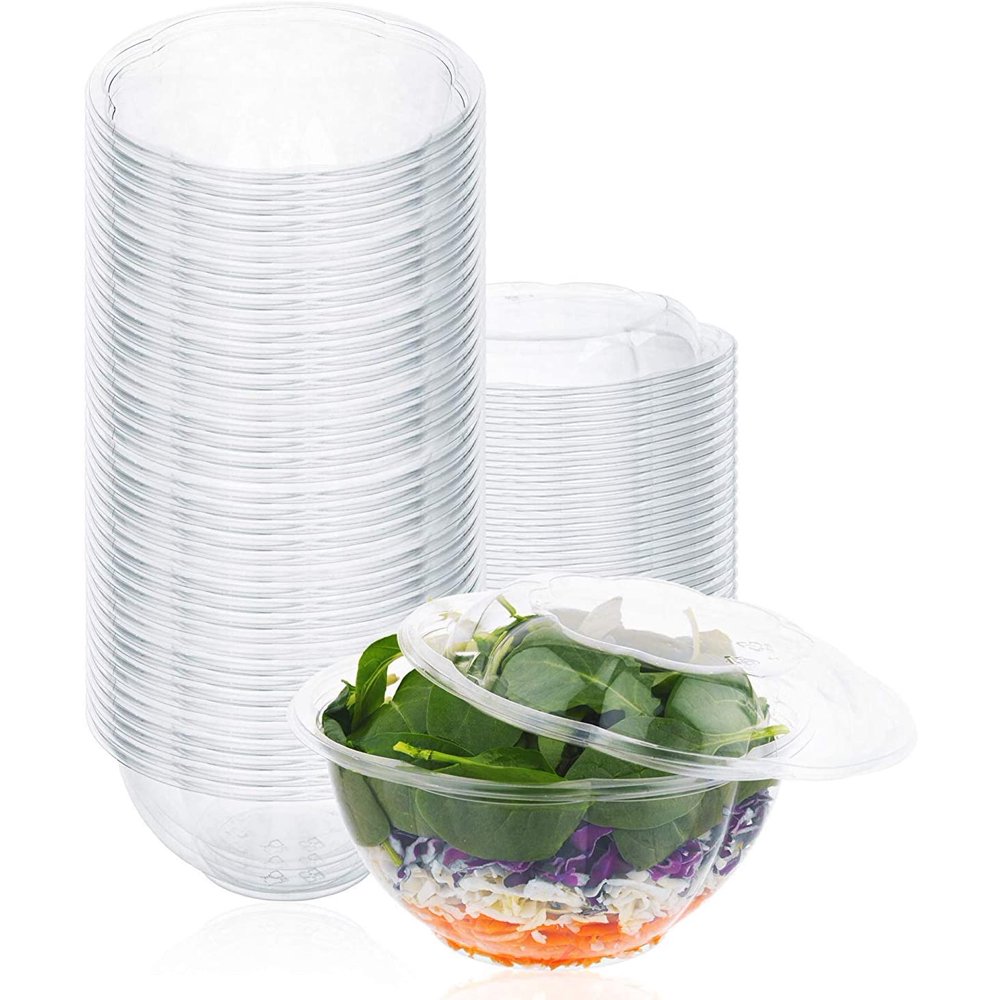 Stock Your Home Disposable Plastic Salad Bowls with Lid (50 Count) 32