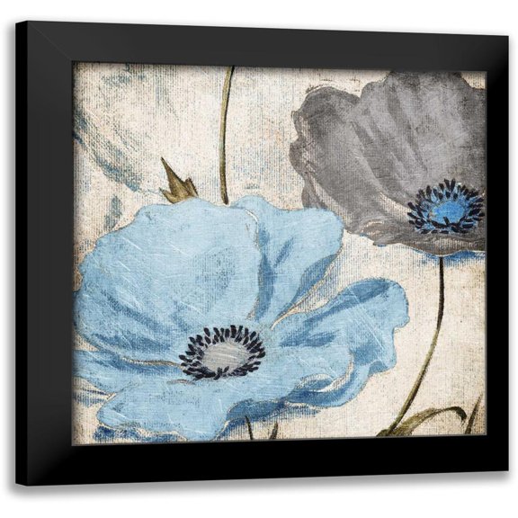 Grey, Jace 12x12 Black Modern Framed Museum Art Print Titled - Soft Floral Blue Gray