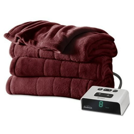 Sunbeam Channeled Microplush Heated Blanket Queen Size - 10 Hour Auto Shut Of