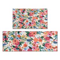 Pioneer Flower Floral Print Pattern Kitchen Rugs Sets Of 2,Anti Fatigue Kitchen Mat Rugs Non Slip Washable,Decorative Kitchen Floor Mats for Kitchen,Sink,Laundry,17"x30" 17"x47"