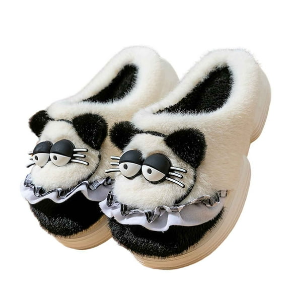 CHUMUD Women's Plush Slippers - Warm House Shoes with Thickened Non-Slip Soles, Cute Cartoon Cat Indoor Slippers, Lovely Holiday Gift
