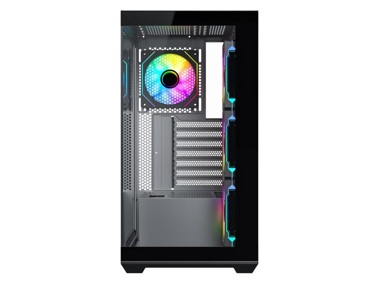 SAMA SV01 Mid Tower ATX Gaming PC Computer Case Black, 4 Addressable RGB Fans Pre-Installed, Tempered Glass Side Panel, Back Plug Motherboard Design