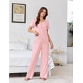 thumbnail image 2 of Ekouaer Womens Pajama Sets Viscose from bamboo Lounge Set Soft Pajamas for Women Set Short Sleeve and Long Pants Sleepwear, 2 of 6