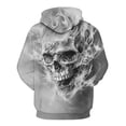 thumbnail image 2 of GHUALURU Mens Skull Graphic Hoodie, Smoky Skull Pullover Sweatshirt, Gothic Halloween Streetwear Top S-4XL，Gray2，2XL, 2 of 6
