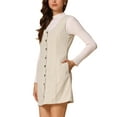 thumbnail image 4 of Vestido de tirantes para mujer INSPIRE CHIC, vestido casual de pana con escote en forma de U, color beige, 4 of 6