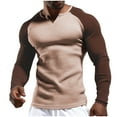 thumbnail image 1 of MeetoTime Long Sleeve Shirts for Men Casual Color-blocked V-Neck Solid Color Knit Mens Tops, 1 of 6