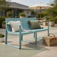 thumbnail image 4 of GVN Patio Bench Weatherproof Outdoor Bench,Weather-resistant Plastic 2-Person Bench with Curved Backrest-Blue, 4 of 8