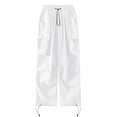 thumbnail image 4 of Gvdentm Womens Cargo Sweatpants Casual Baggy High Waisted Joggers Pants Sweat Pants with Pocket White,L, 4 of 5