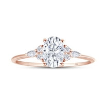 AFFY 1.25CT Oval, Marquise & Round Lab Created Moissanite Engagement Ring for Women 14K Rose Gold-6.5