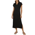 thumbnail image 3 of Sentmoon Robes de Plage 2026 Tendance Couleur Unie Col à Revers Robe de Collation des Grades pour Femmes Fente Extensible Coupe Régulière Accessoires de Plage pour le Quotidien et les Déplacements Noir P, 3 of 8