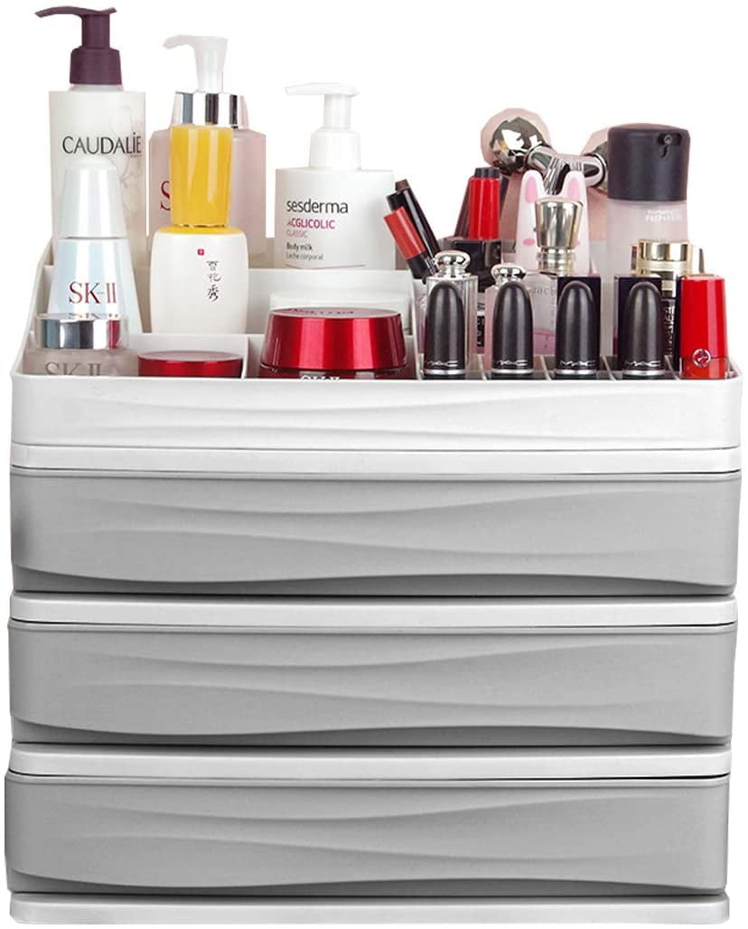 Cosmetic Makeup Organizer with Drawers, Plastic Bathroom Counter