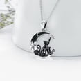 thumbnail image 4 of Dorunmo 2 Cat Necklace 925 Sterling Silver Cat Pendant with Black Crescent Moon Necklace Gothic Jewelry Halloween Gifts for Women, 4 of 6