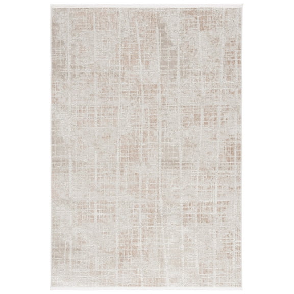 SAFAVIEH Mila Mildred Distressed Polyester Area Rug, Ivory/Beige, 8' x 10'
