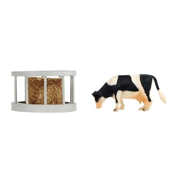 Kids Globe 1/32 Cattle Feeder Set with Cow and Bale