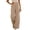 Khaki, variant on Lightweight Loose Fitting Summer Pants With Pockets Delicate Frill Detail Straight Leg Casual ’s Bottoms