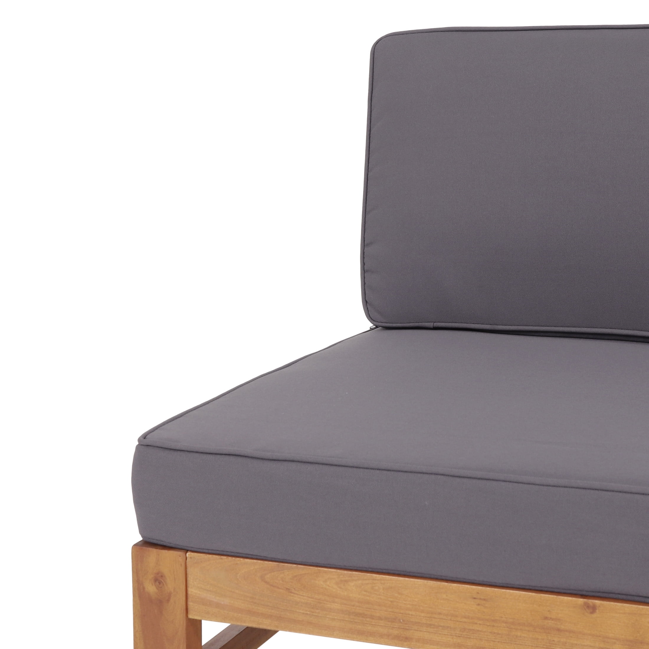 Christopher Knight Home 4-Seat Outdoor Patio Sectional Sofa Set with Cushions, Slatted Wood Frame, Dark Gray