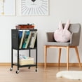 thumbnail image 5 of RECORD PLAYER STAND WITH CHARGING STATION TURNTABLE STAND WITH LOCKER 3 TIER END TABLE Holds up to 40 albums Vinyl record stand Living room Black, 5 of 6