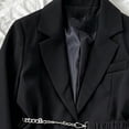 thumbnail image 5 of Girls Blazer Dress, Solid Color Lapel With Chain Belt, Long Sleeve Casual Suit Jacket For Kids Black 3-4Years, 5 of 6
