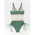 thumbnail image 5 of Women's High Waisted Bikini Sets Two Piece Tummy Control Swimsuit Color Block Bathing Suits, 5 of 9